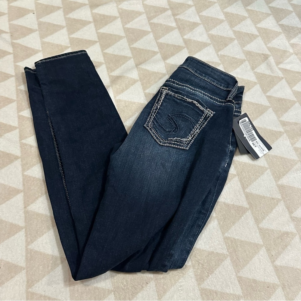 Women's Silver Jeans Co. Skinny Slim Fit Girlfriend Jeans indigo wash